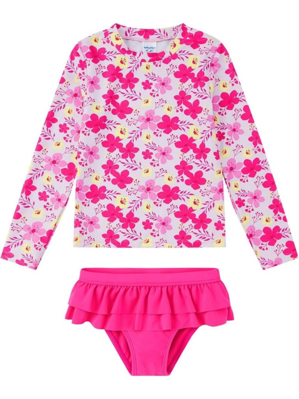 Girls Long Sleeve Rash Guard Set - Two Piece Swimsuit with UPF 50+ Sun